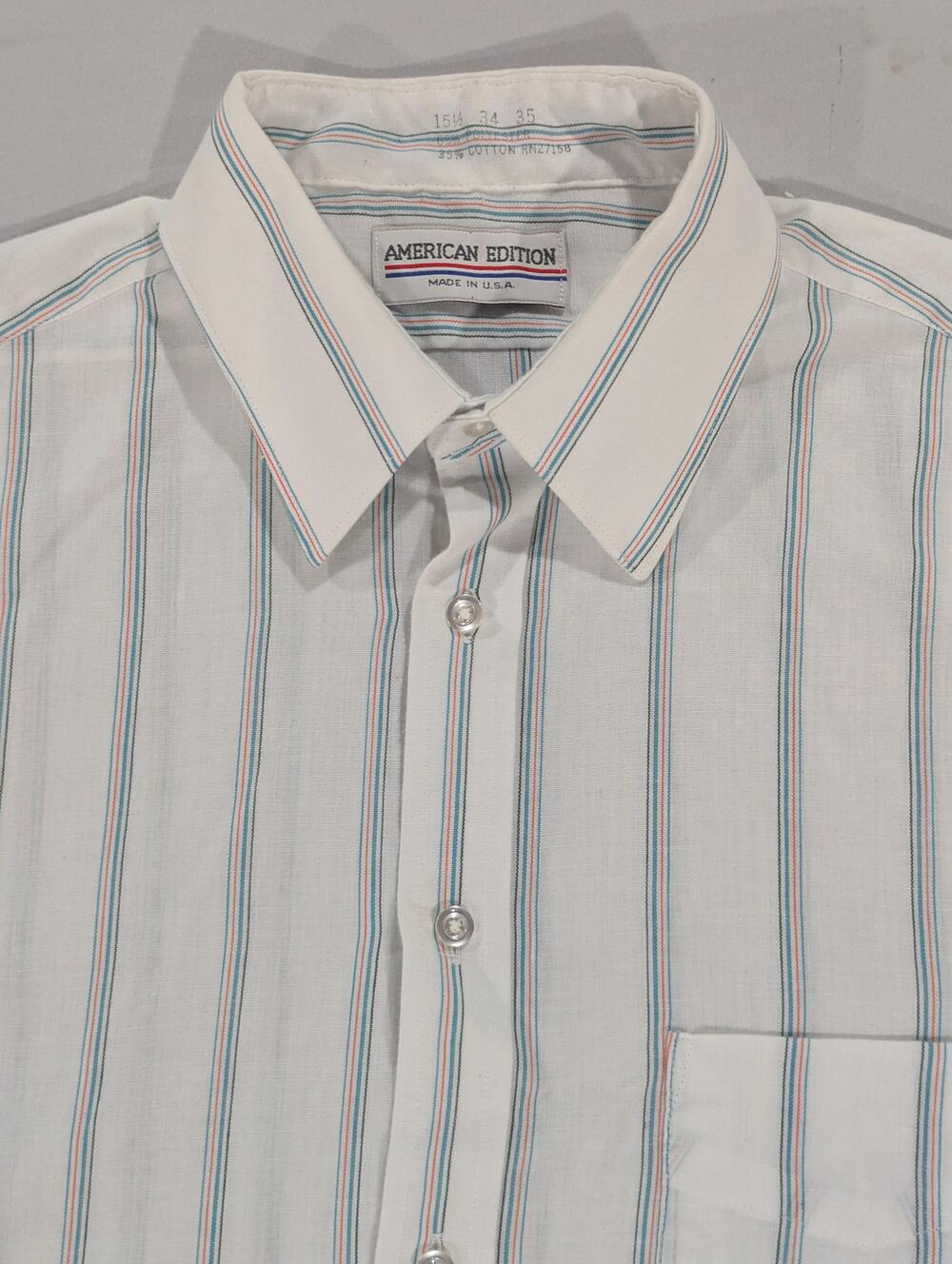 Vintage American Edition Dress Shirt Mens 15.5 34/35 White Stripe Classic USA